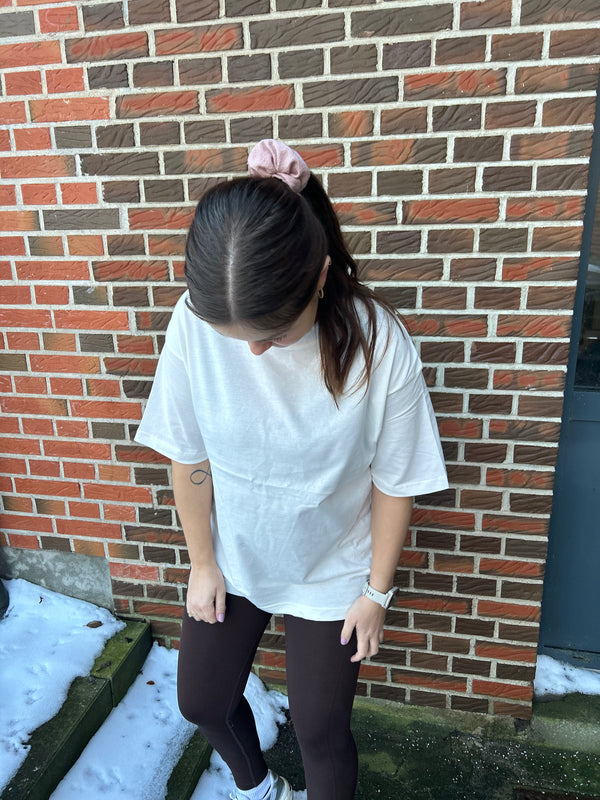 Life happens box fit tee - stor tryk, cream